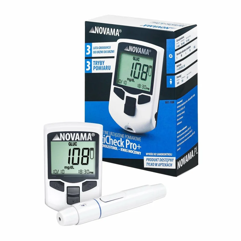 NOVAMA MultiCheck Pro+ 3v1 merač glukózy, cholesterolu a kyseliny močovej