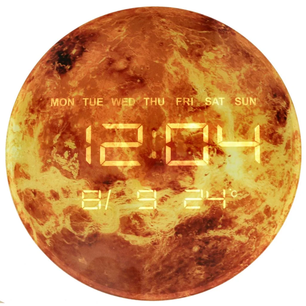Nástenné hodiny LED – Planéta Mars 32 cm, oranžové