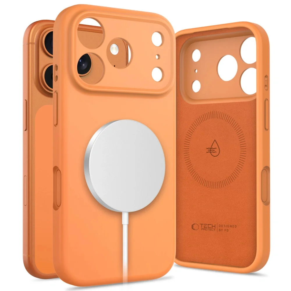Tech-Protect Silicone MagSafe kryt na iPhone 17 Pro Max, oranžový