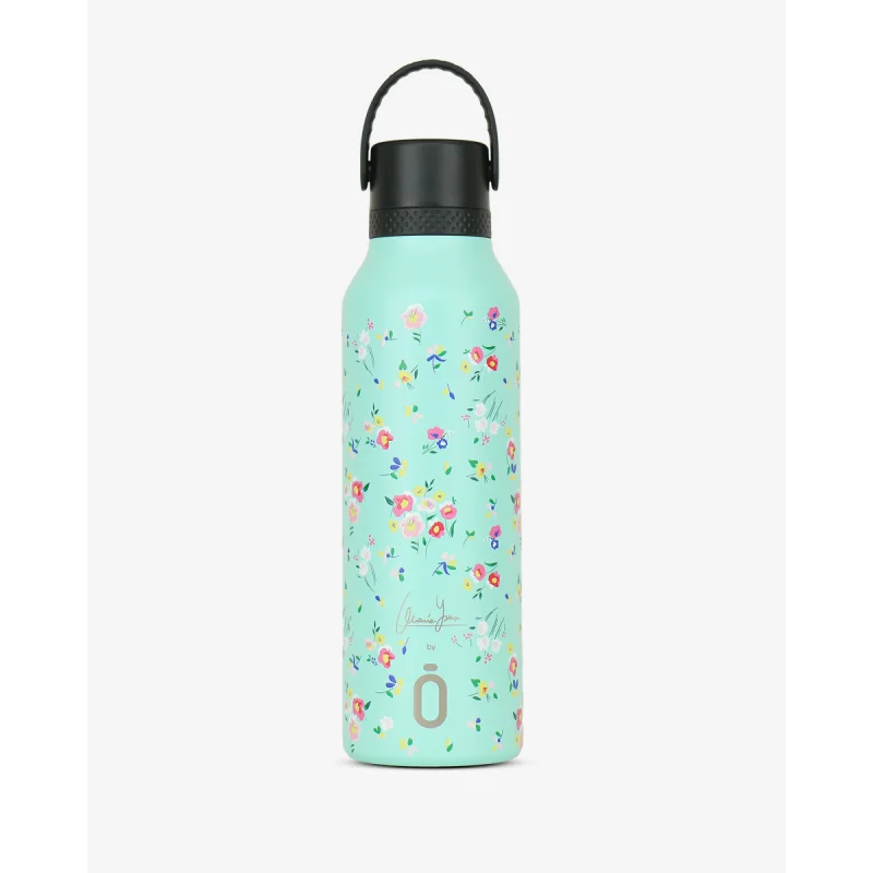 Runbott Mii Nerezová termofľaša s izoláciou – 600ml, Kvety na zelenej 