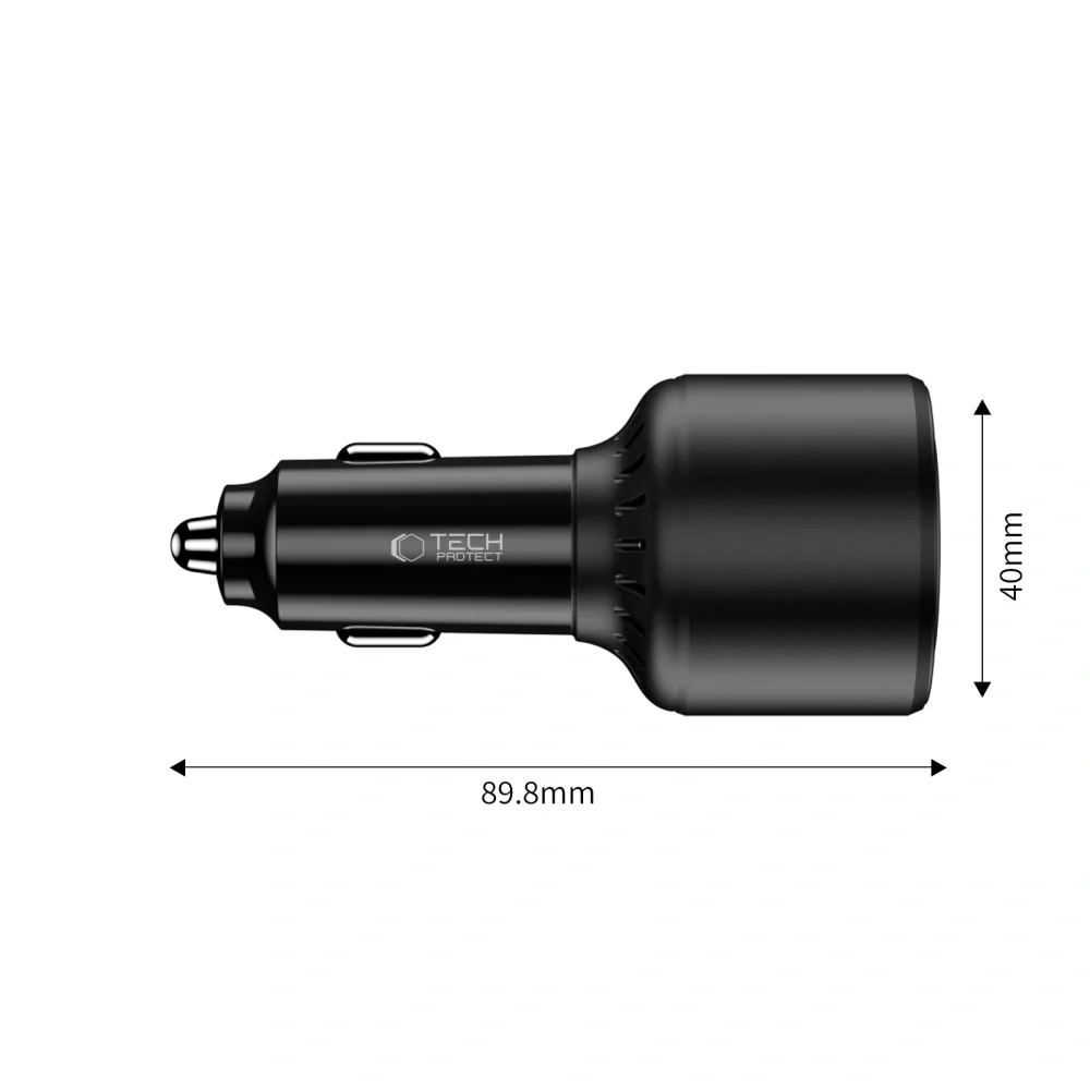 Tech-Protect CC04 autonabíjačka USB / 2x USB-C 130W PD, čierna