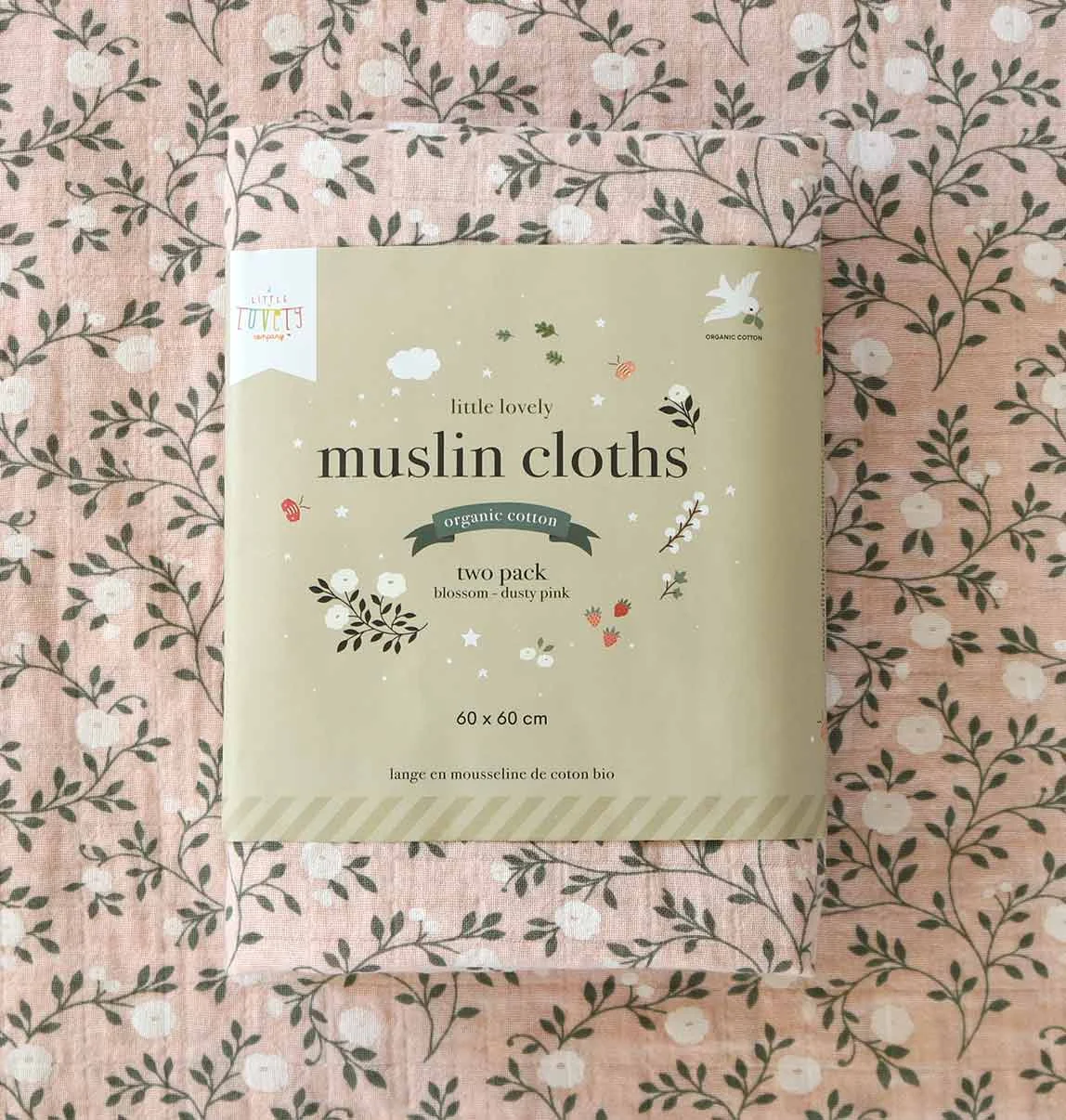 A Little Lovely Company - Mušelínové plienky, blossom - dusty pink - 2 ks