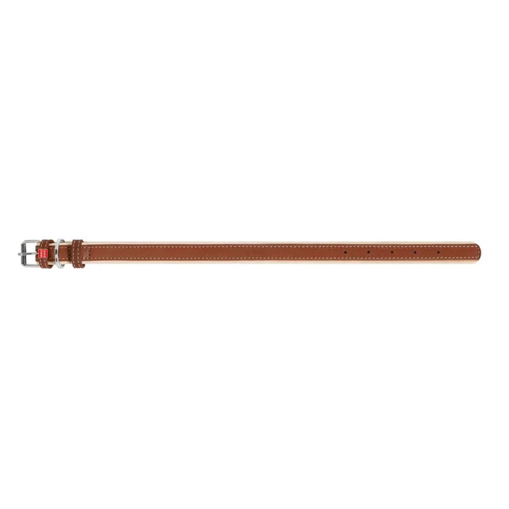 Plochý kožený obojok Soft hnedo béžový, Obvod krku: 46-60cm, šírka: 35mm
