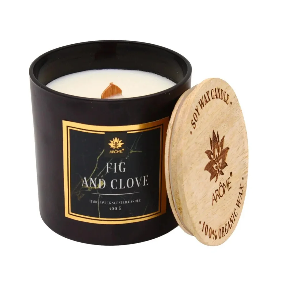 Sviečka s dreveným knôtom a viečkom, Fig and Clove 400 g