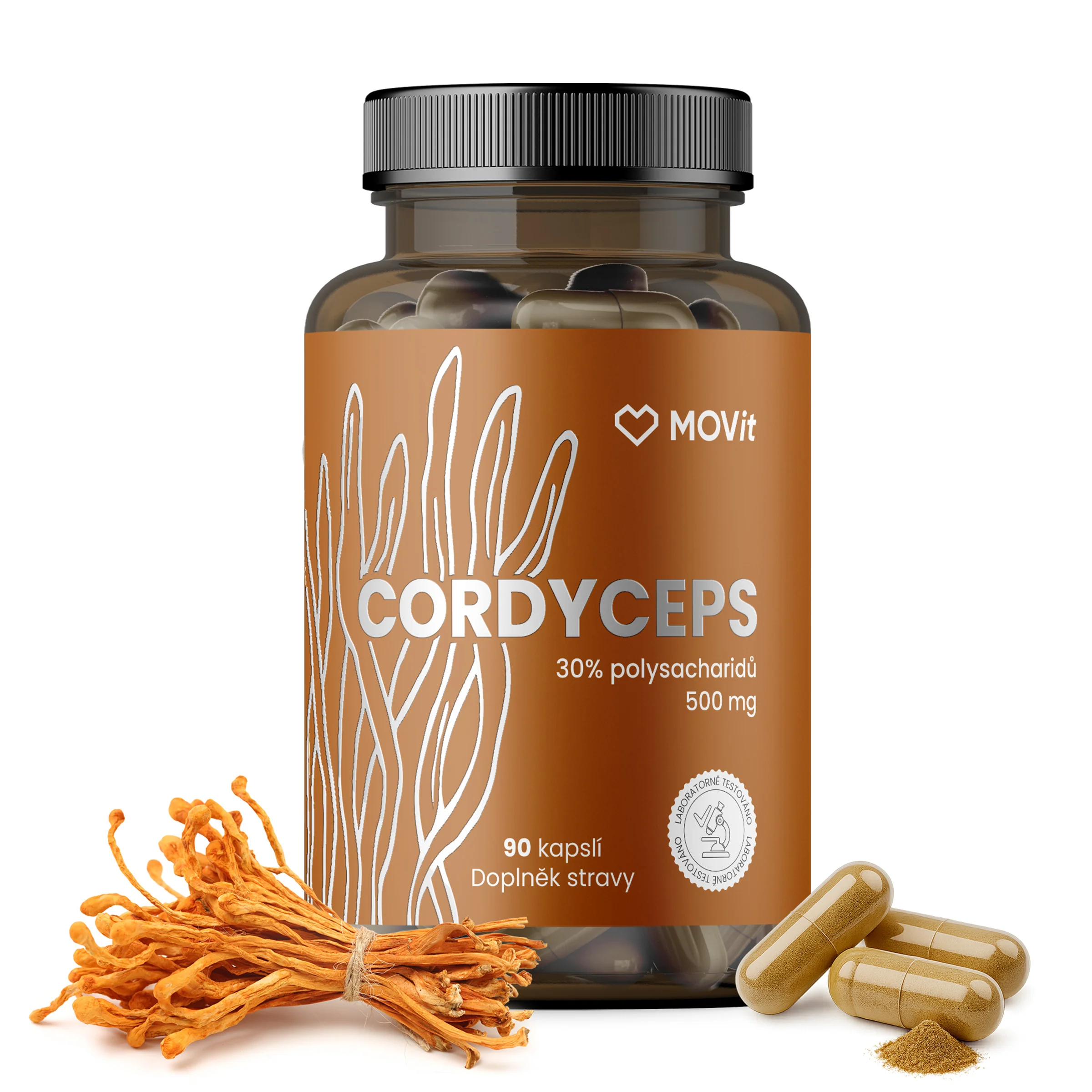 MOVit Cordyceps 30 % polysacharidov 500 mg 90 cps