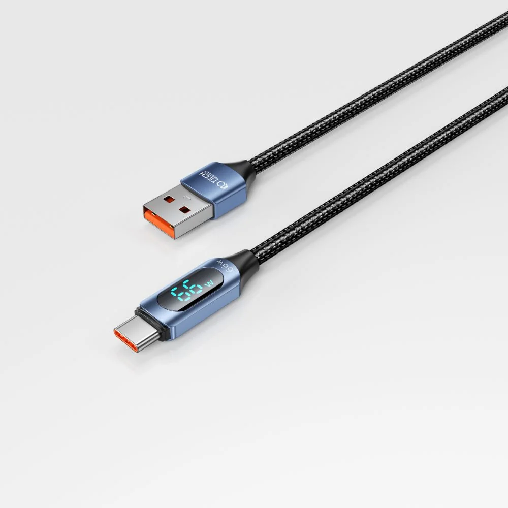 Tech-Protect Ultraboost LED kábel USB / USB-C 66W 6A 1m, modrý