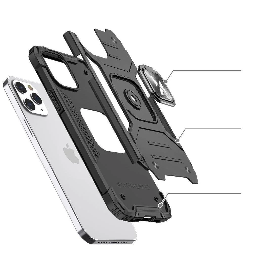 MG Ring Armor plastový kryt na iPhone 14 Pro, strieborný