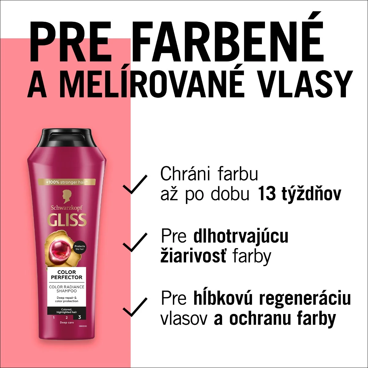 Schwarzkopf Gliss šampón pre farbené Color Perfector 1×400 ml, šampón