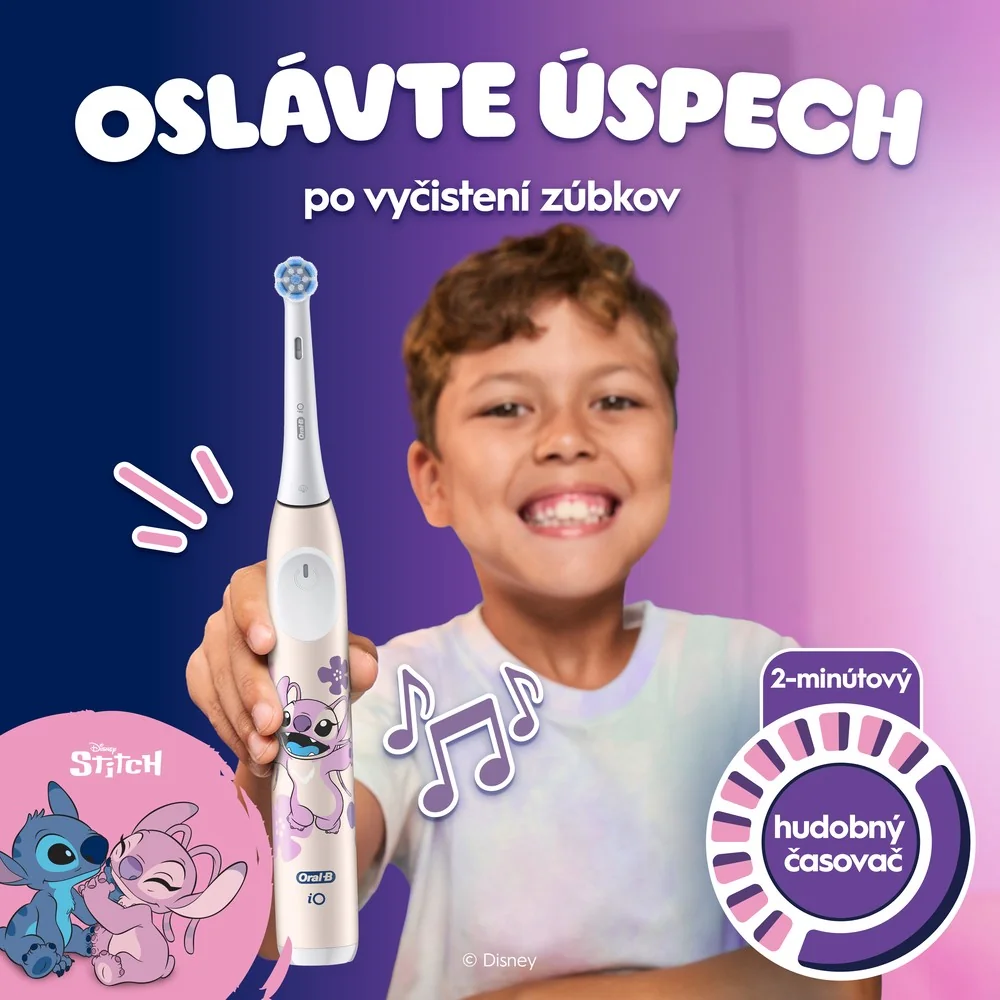 Oral-B iO Kids Disney Angel Lilo & Stitch elektrická zubná kefka pre deti od 6 rokov, cestovné puzdro 1 ks