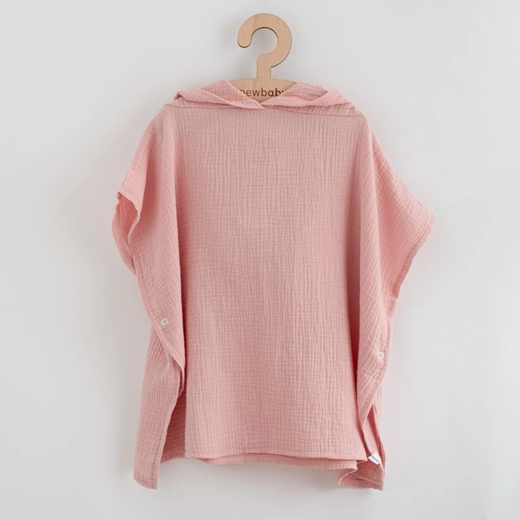 Detské mušelínové pončo New Baby Feeling ružová 80 cm M,