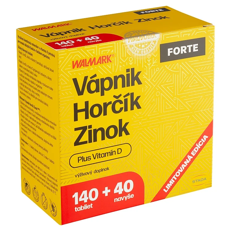 W line Vápník Horcík Zinek FORTE180tbl Promo VB24 1x1 set, výhodne balenie pre zdravé kosti, zuby a svaly
