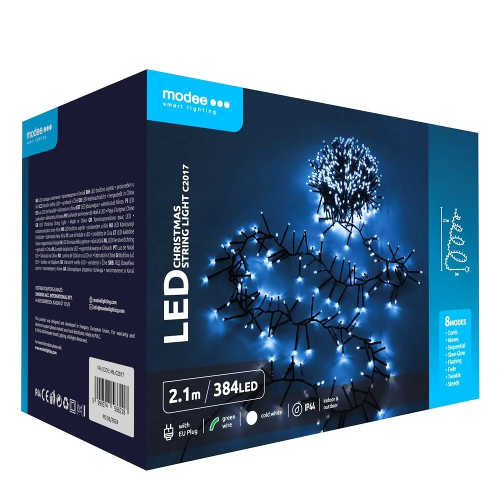 Modee Lighting LED vianočná reťaz 384 LED 2,1m studená biela