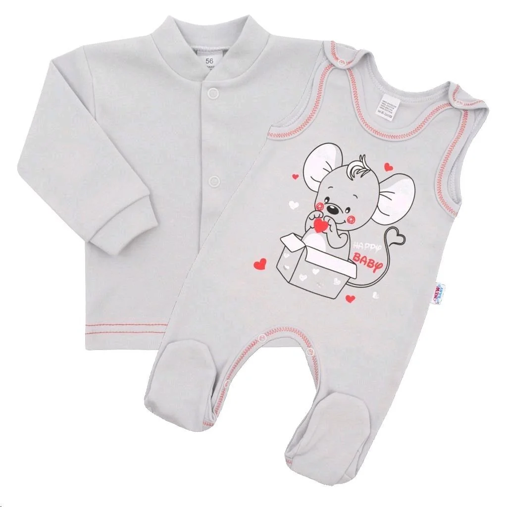 Dojčenská súpravička New Baby Mouse sivá 86 (12-18m), 20C42248