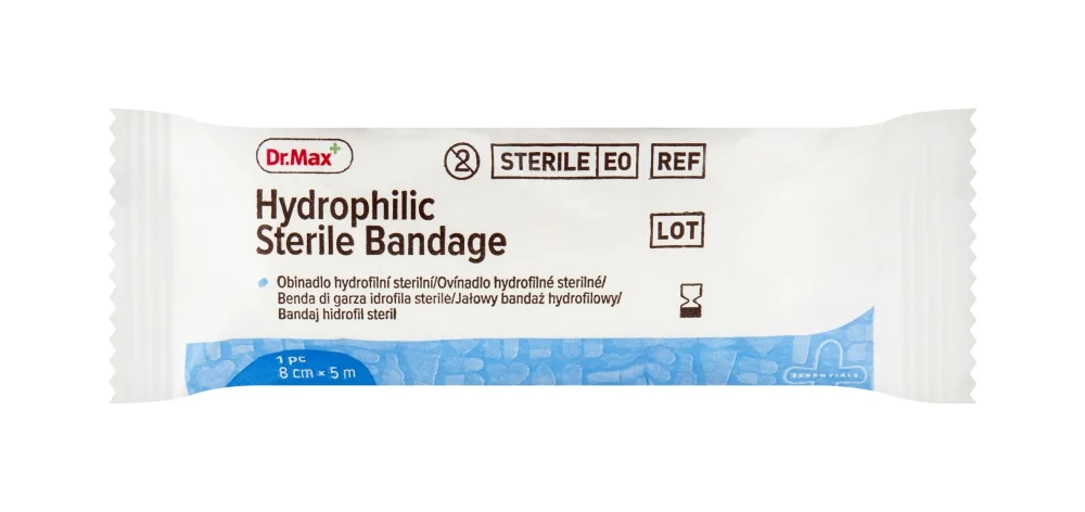 Dr. Max Obväz hydrofilný sterilný 8 cm × 5 m 1×1 ks, hydrofilný obväz