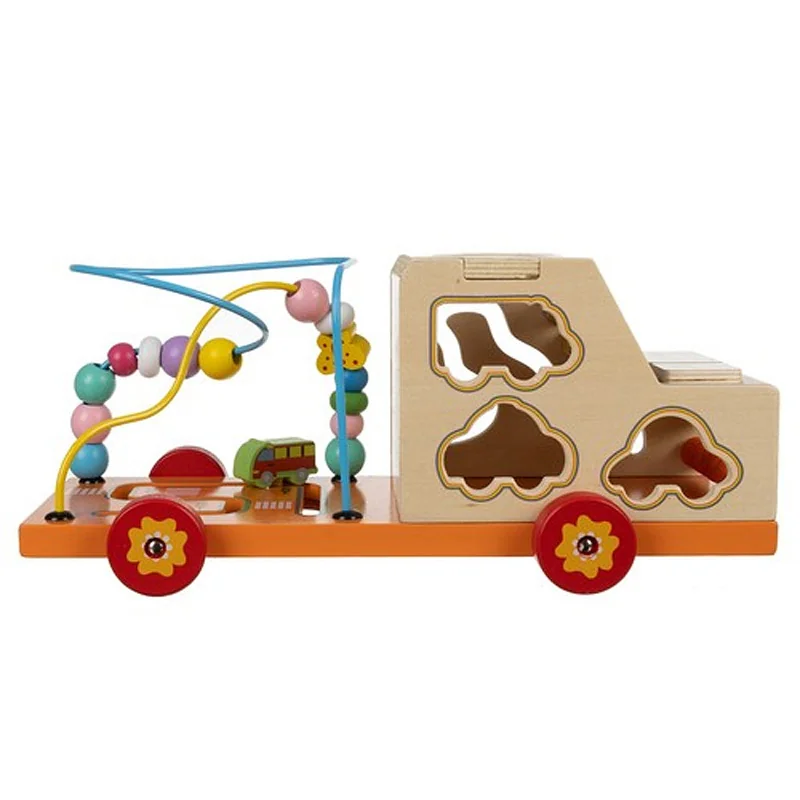 Hračka edukačná drevená WOODEN SORTER CAR 7v1 KABI 34x16x14,5cm