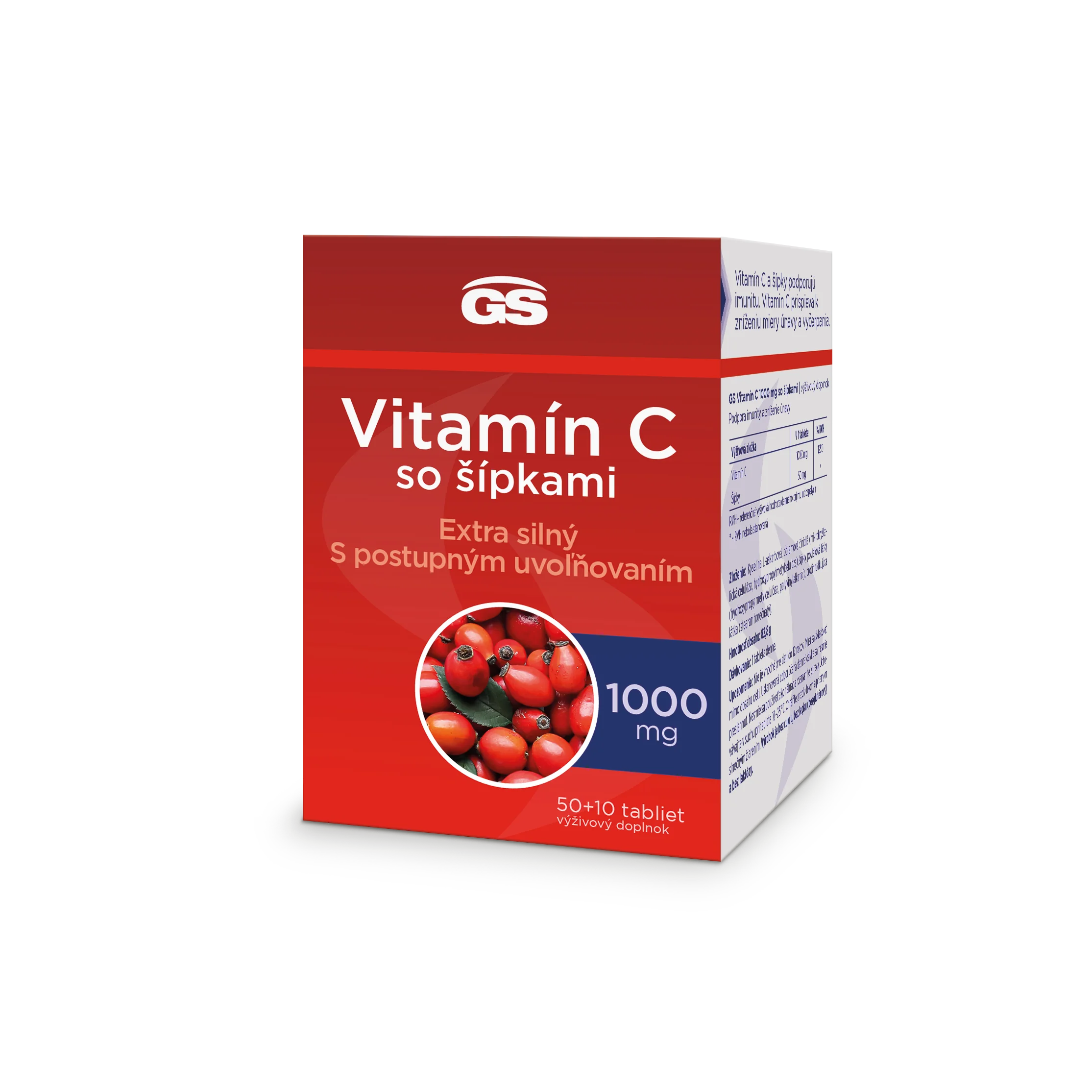 GS Vitamín C 1000+šípky, 50+10 tbl 1×50+10 tbl, výžívový doplnok