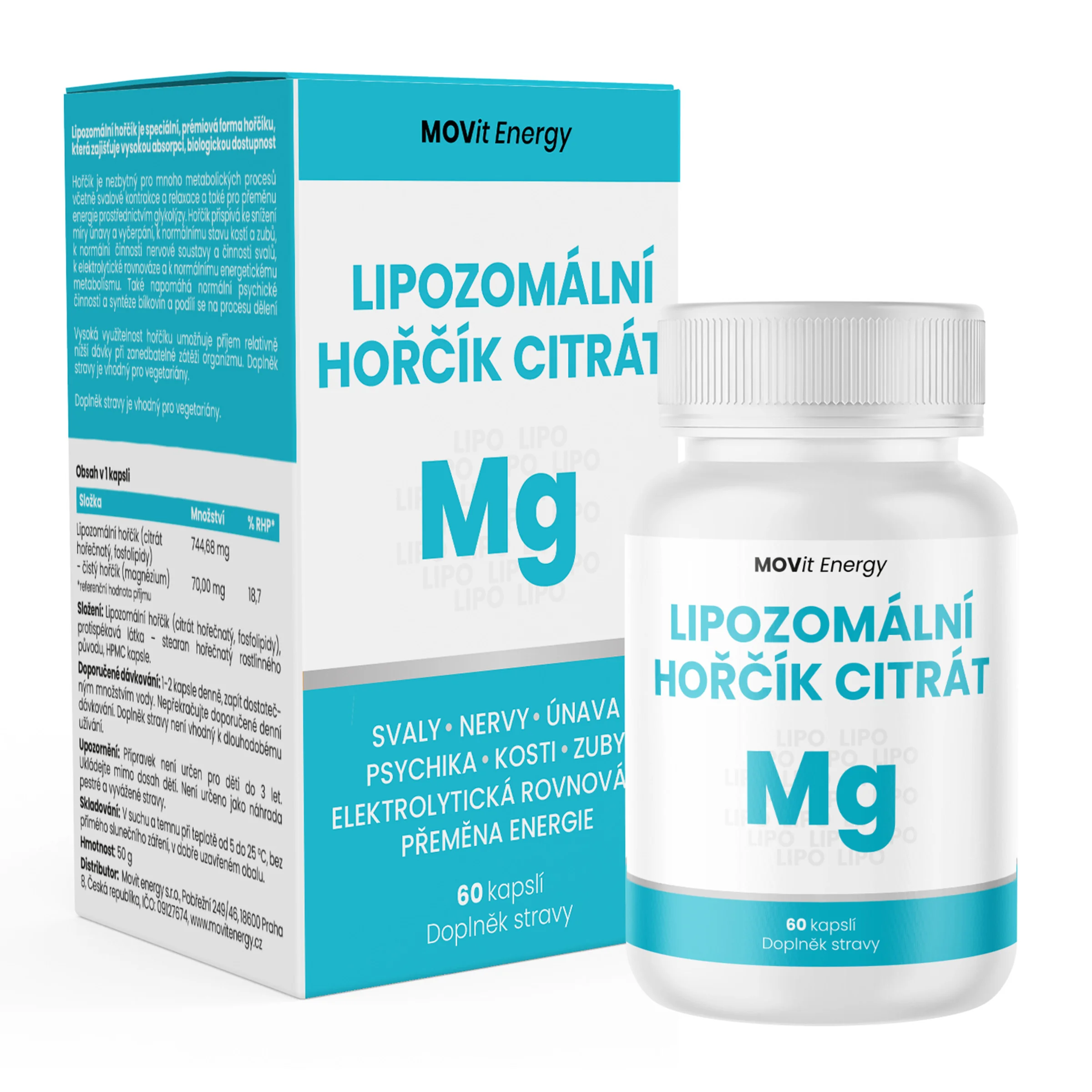 MOVit Lipozomálny Horčík Citrát, 60 vegánskych kapsúl