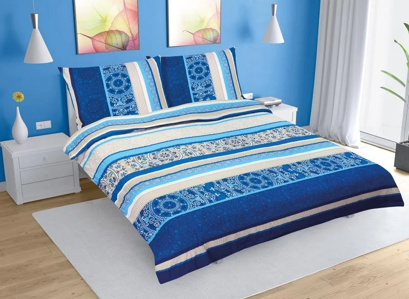 Krepové obliečky F 80/517 modrý orient 1ks 240x200, 2ks 70x90 1×3 ks, krepové obliečky