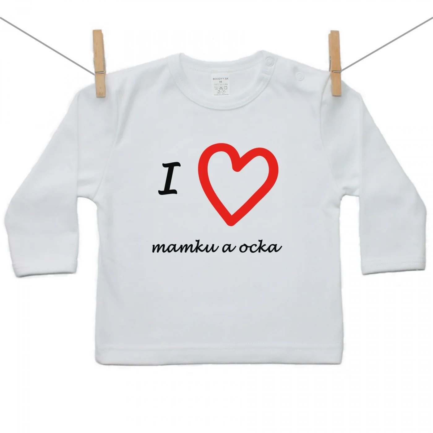 Boodyy Tričko s dlhým rukávom I love mamka a ocko Veľkosť: 80