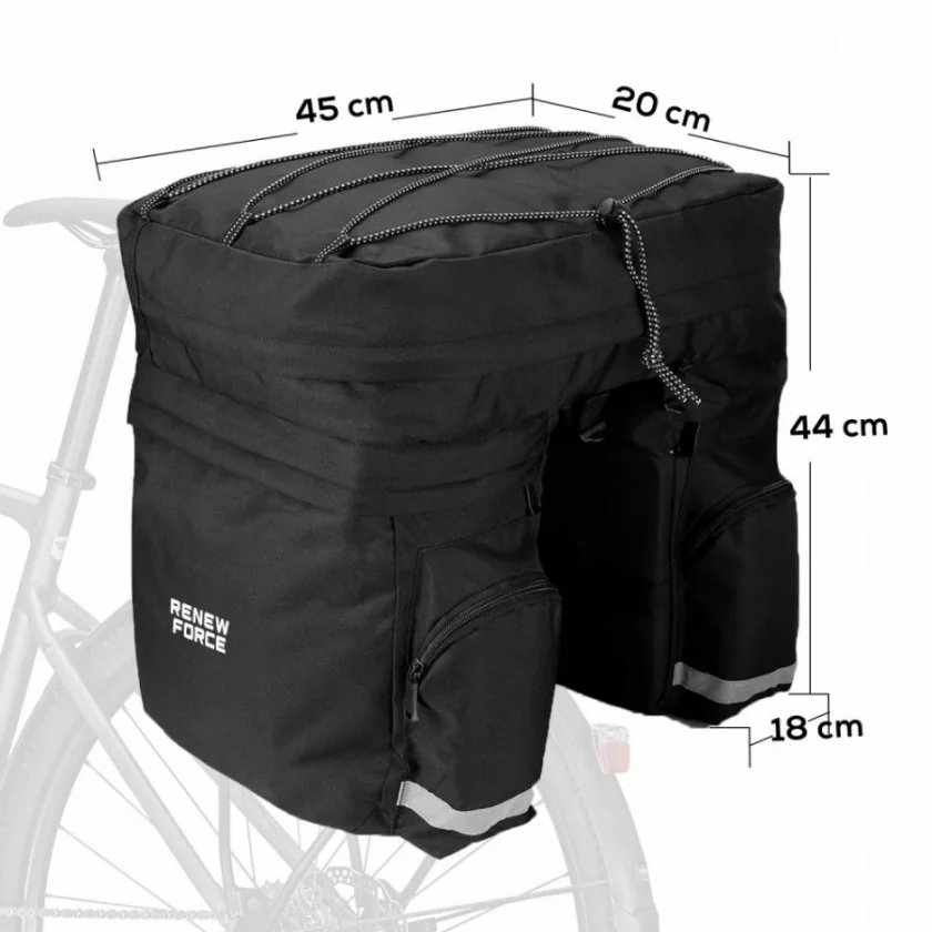 Veľká dvojitá taška na nosič bicykla, 40l