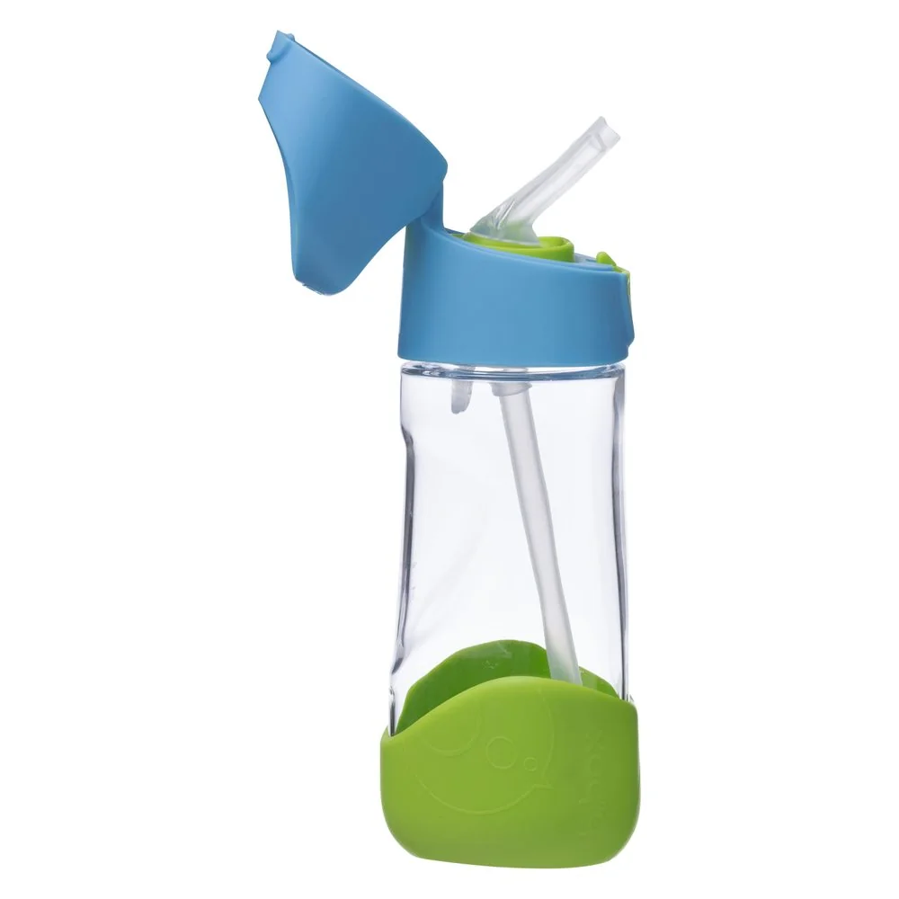 Fľaša na pitie so slamkou 450 ml modrá/zelená