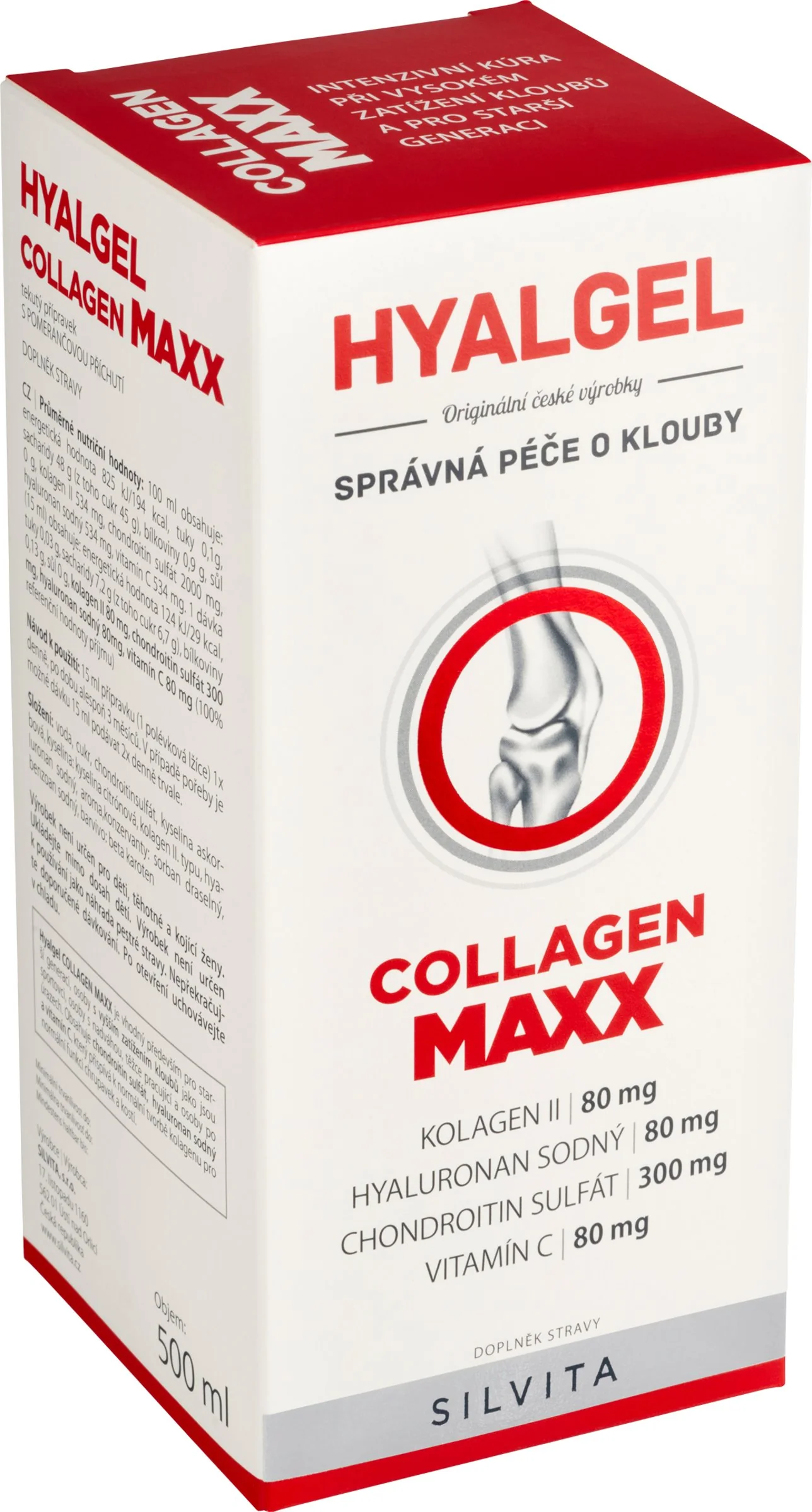 HYALGEL COLLAGEN MAXX 1×500 ml, tekutý prípravok s pomarančovou príchuťou