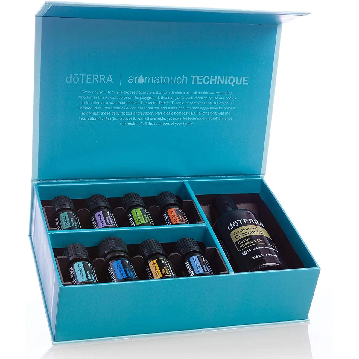 doTerra AromaTouch Technique Kit 8 olejov po 5ml a 1 Kokosový olej 115 ml Objem: 235 ml