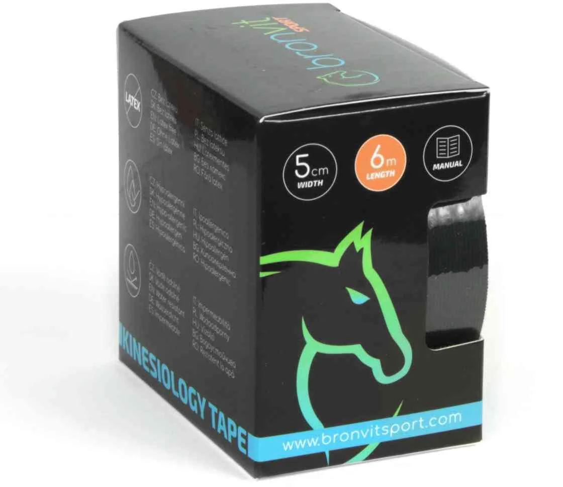 BronVit Sport Kinesio Tape classic čierná 5cmx6m 1×1 ks, kinesio tape