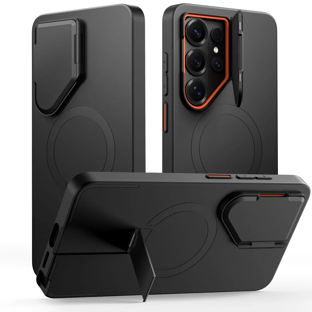 Tech-Protect Kevlar Aura MagSafe kryt na Samsung Galaxy S26 Ultra, čierny / oranžový rny / oranžový