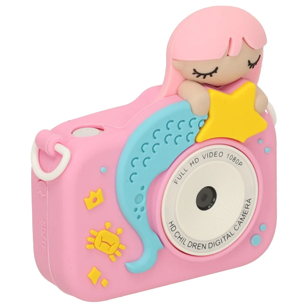 Detský fotoaparát digitálny s kartou 32 GB, Morská panna ružový