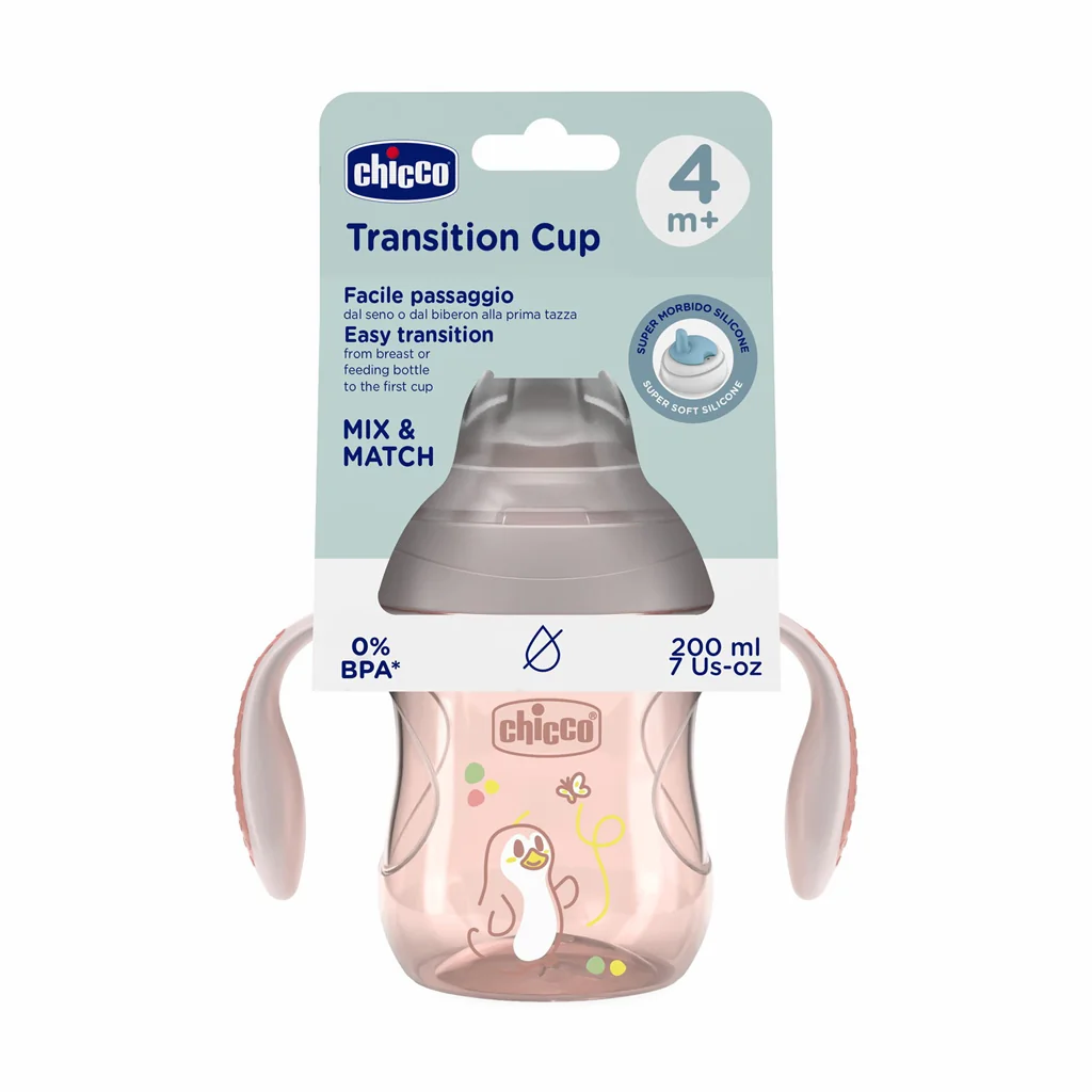 CHICCO Hrnček Transition učiaci s držadlami pink, 4m+ 1x1 ks