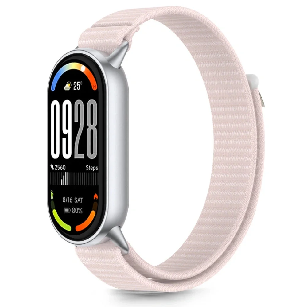 Tech-Protect Nylon Stripe remienok na Xiaomi Smart Band 8 / 9 / 10, pink/grey nk/grey