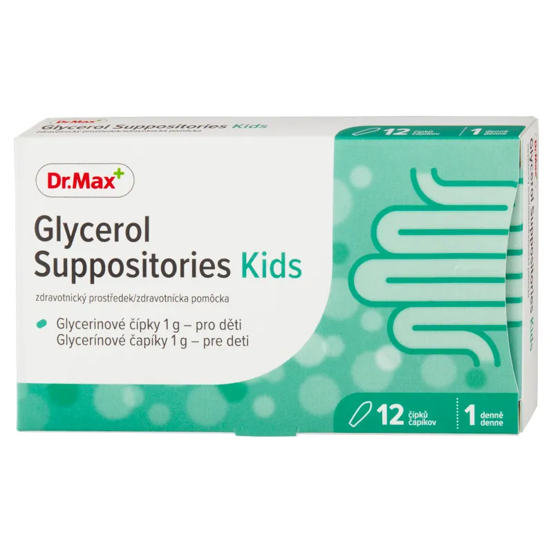 Dr. Max Glycerol Suppositories Kids 1×12 ks, glycerínové čapíky pre deti
