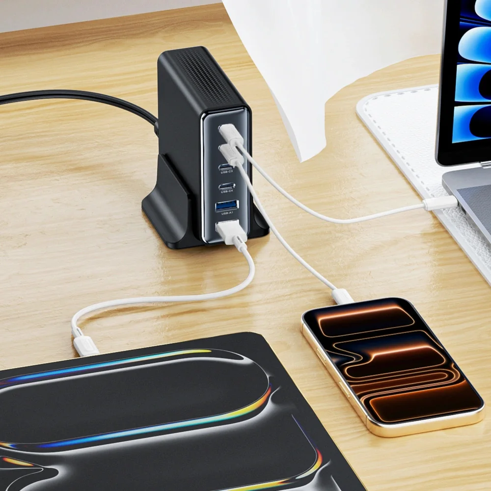 Tech-Protect DC160W GaN nabíjačka 2x USB / 4x USB-C 160W PD QC, čierna