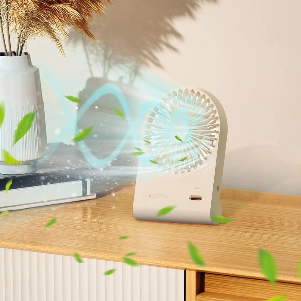 Stolový ventilátor s nastaviteľným sklonom, béžový