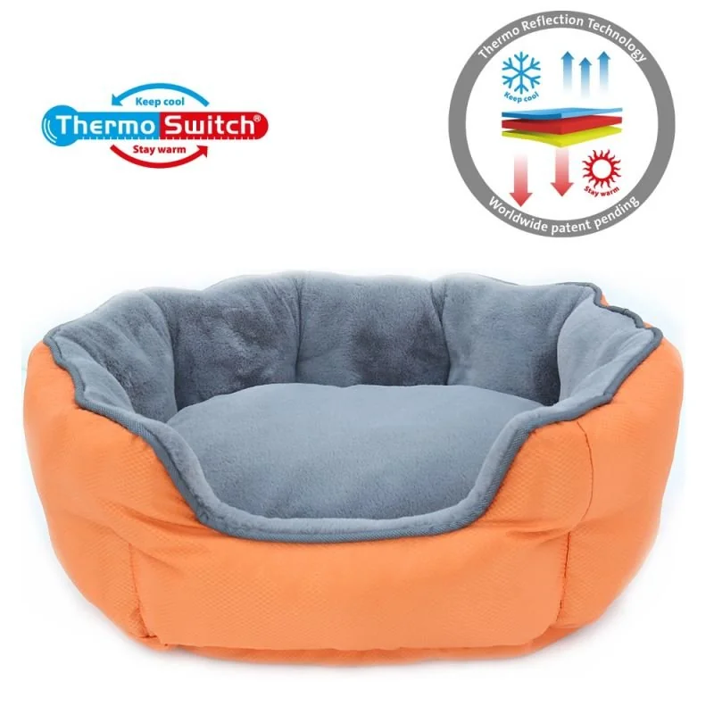 Obojstranný pelech pre psa Thermoswitch SANTORINI oranžovo sivý, Veľkosť: S