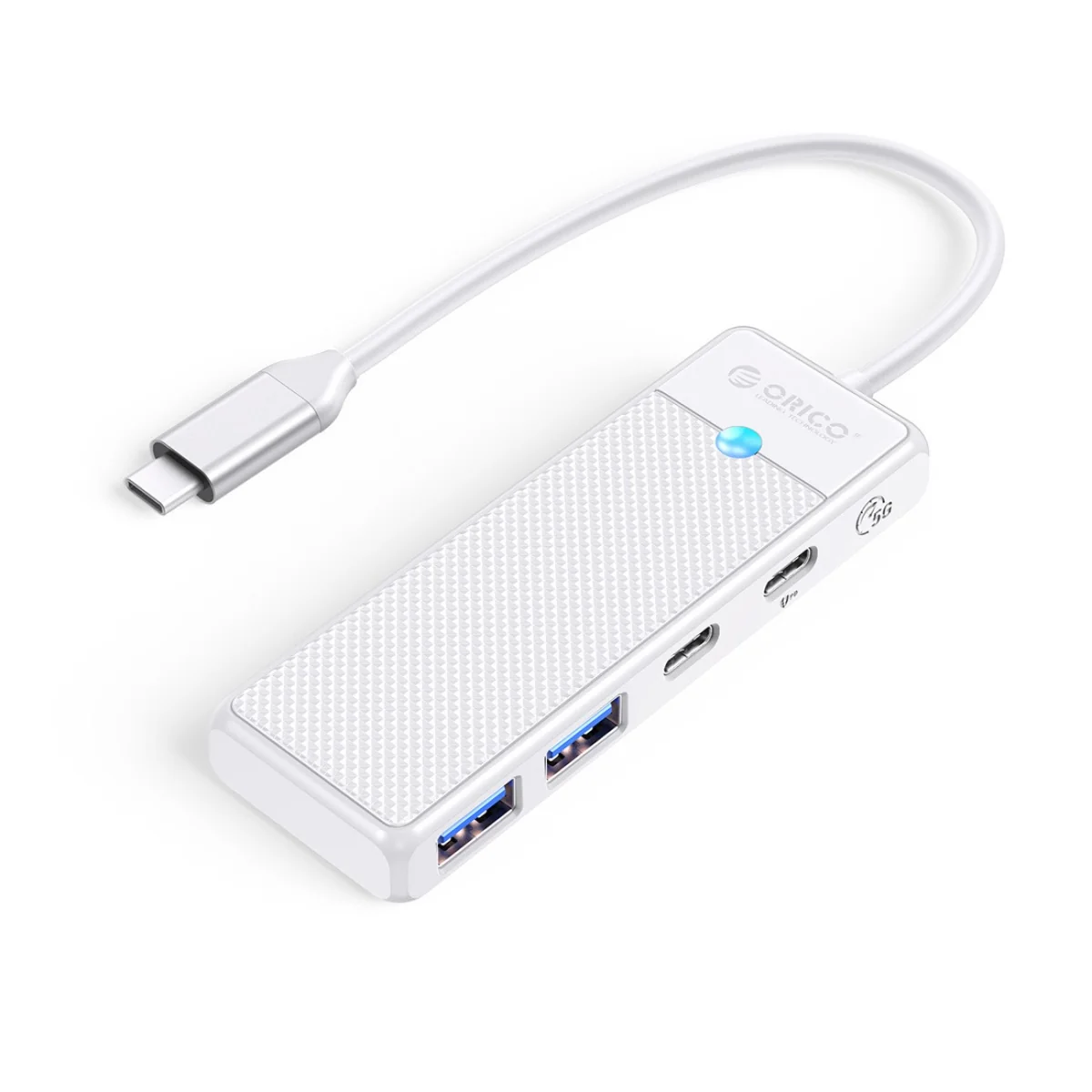 Orico PAPW2AC-C3 USB-C HUB adaptér 2x USB 3.0 / USB-C 3.0 PD 100W 0.15m, biely