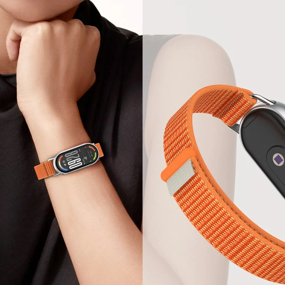 Tech-Protect Nylon Stripe remienok na Xiaomi Smart Band 8 / 9 / 10, black/orange ack/orange