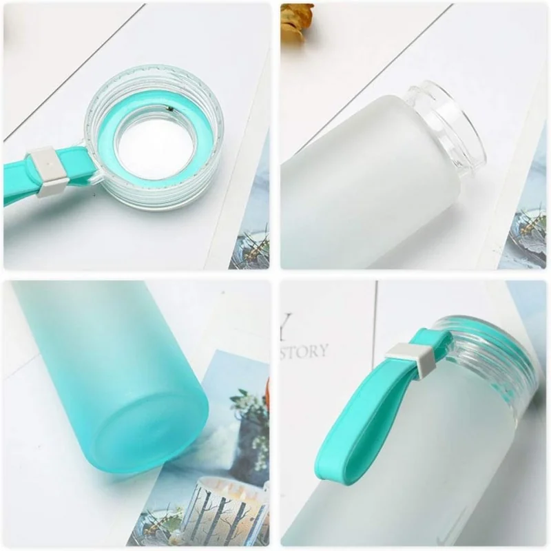 Livefy sklenená fľaša Glassy 400ml, modrá