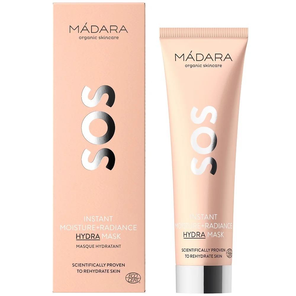 Mádara SOS Hydra, Hydratačná Maska S Okamžitým Efektom 1×60 ml, prírodná ošetrujúca pleťová maska