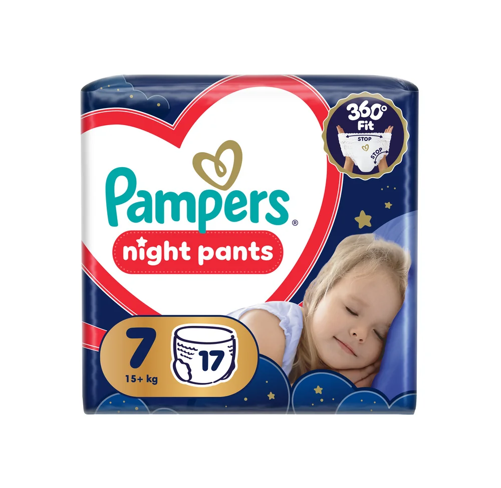Pampers Pants Night plienkové nohavičky veľkosť 7, 15kg+ 17 ks