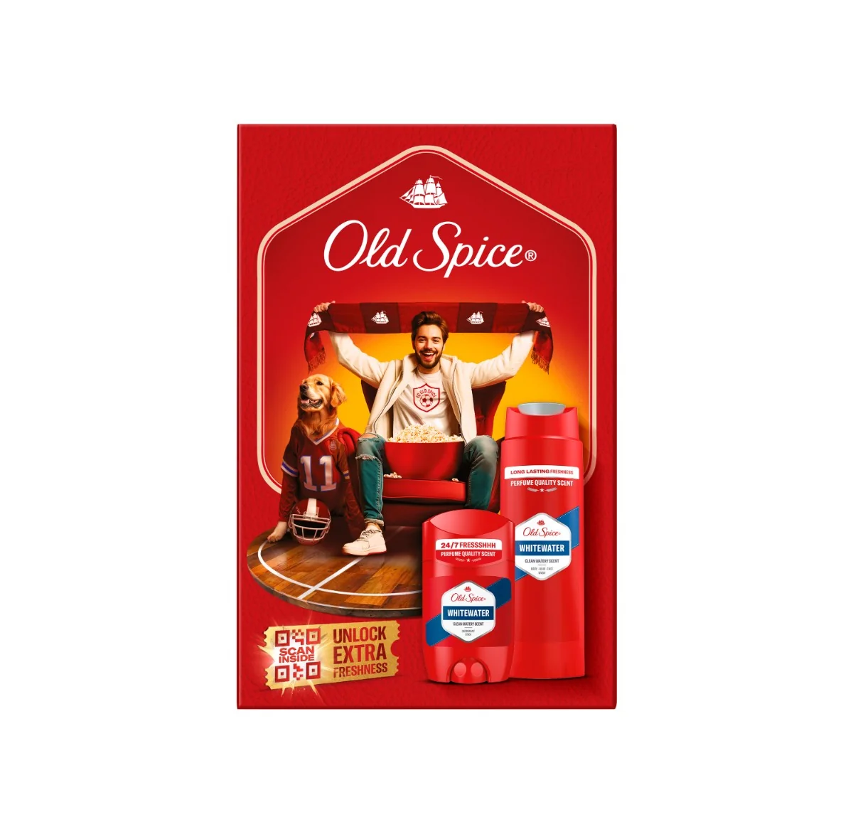 Old Spice Sports Fan darčeková sada s tuhým dezodorantom a sprchovým gélom Whitewater 1 set