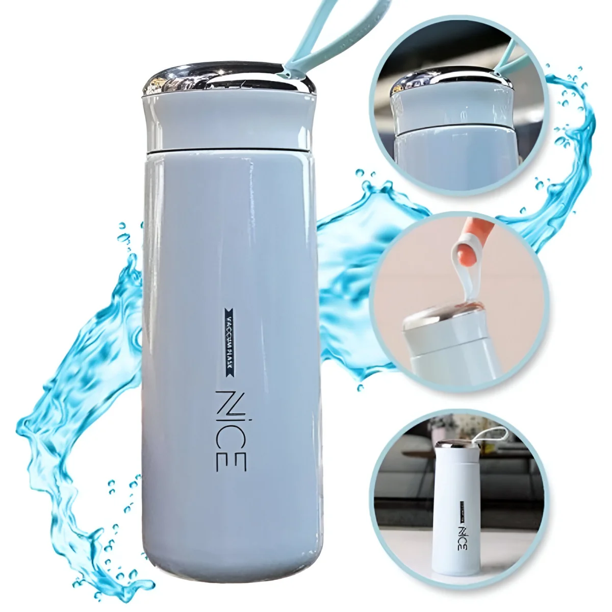 Livefy sklenená fľaša Bottly 400ml, modrá 