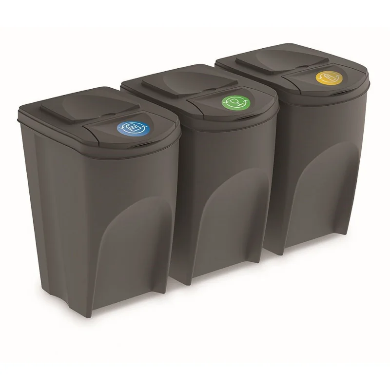 Prosperplast Sada 3 odpadkových košov SORTIBOX IV sivý kameň, objem 3x35 L na triedený odpad 3 x 35 l  šedý IKWB35S3-405U
