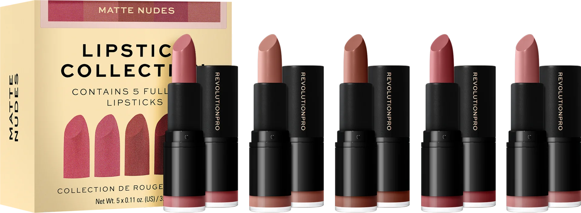 Revolution PRO súprava rúžov Matte Nude 1×5 ks, súprava rúžov