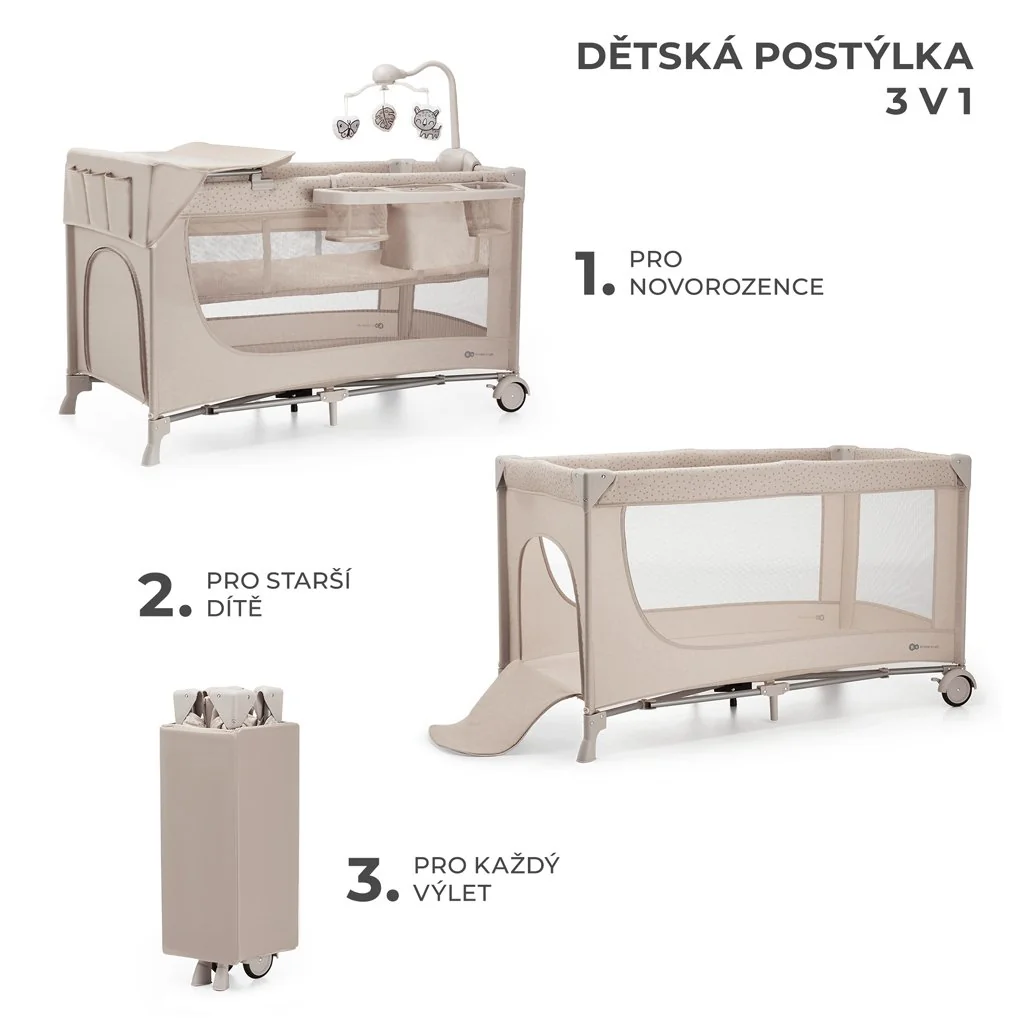 Postieľka cestovná Joy 2 s doplnkami Beige