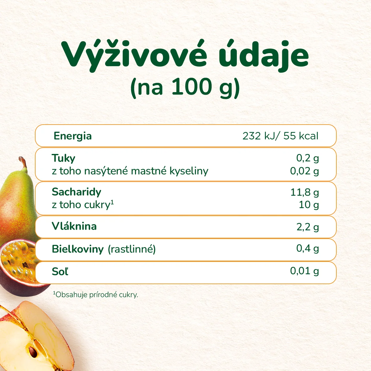Sunar BIO ovocná kapsička Jablko, hruška, marakuja, 6m+ 100 g