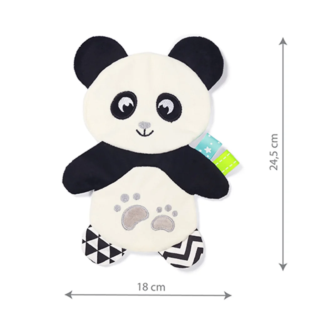 Plyšová hračka/prítulníček, šuštiaca PANDA POLLY, krémová/čierna