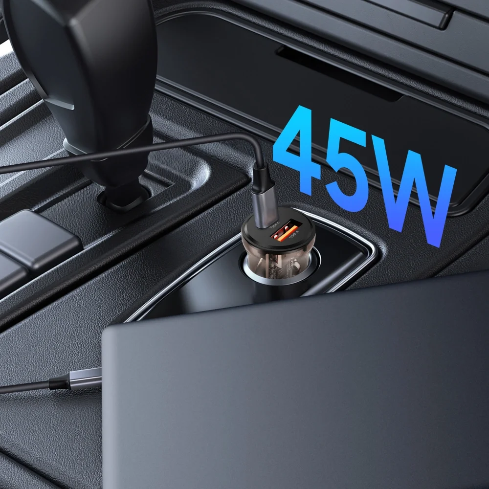 Tech-Protect CC01 autonabíjačka USB / USB-C 45W PD QC, čierna 