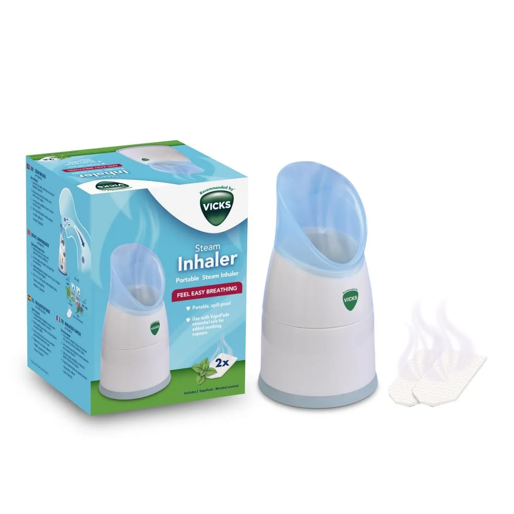 VICKS 1300 NEW Parný inhalátor s 2 náhradnými náplňami 1×1 ks, inhalátor